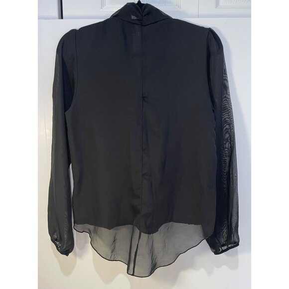 Vtg Uno Core Womens Sheer Crossover Top Size M Whimsigoth Witchy Dark Romantic - Picture 2 of 14